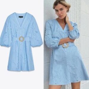 Zara woman’s Light Blue Eyelet Dress